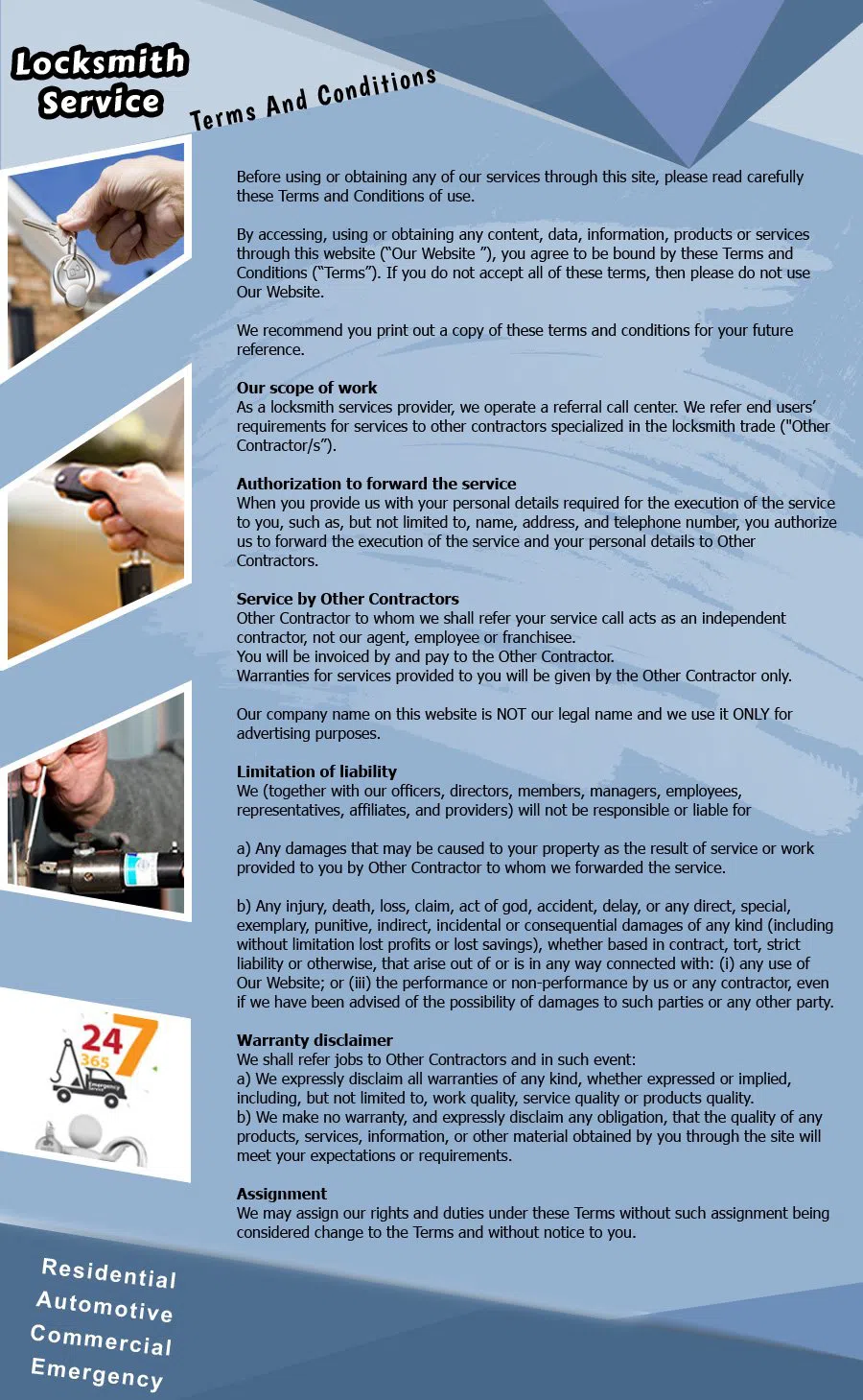 Washington DC Neighborhood Locksmith Washington, DC 202-753-3648 - TermsAndCondition-12